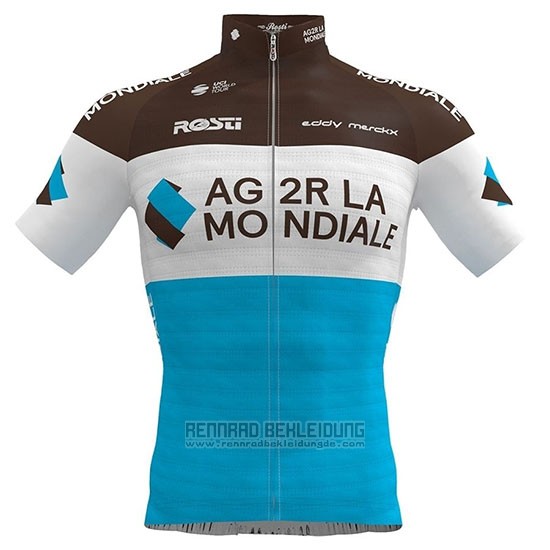2019 Fahrradbekleidung Ag2r La Mondiale Braun Wei Blau Trikot Kurzarm und Tragerhose - zum Schließen ins Bild klicken